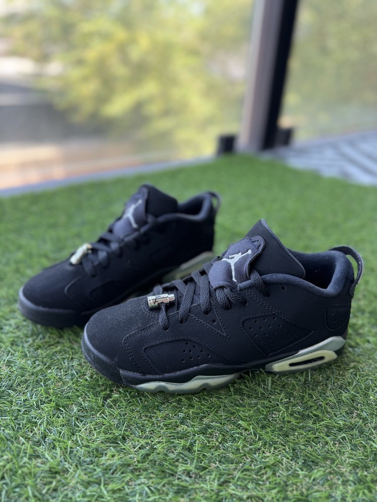 Nike Air Jordan 6 Retro Low BG „Chrome“ Black Metallic Silver Youth Size 6.5