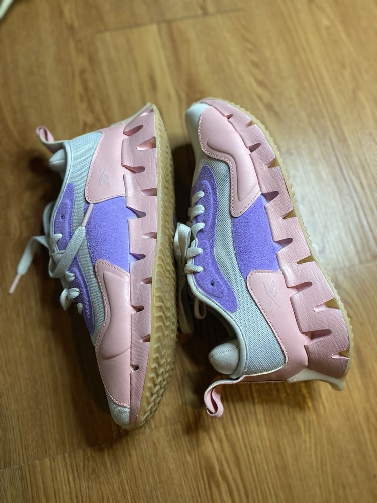 Reebok Pink Purple White Mesh Low Top Lace Up Kids Athletic Sneakers US 8