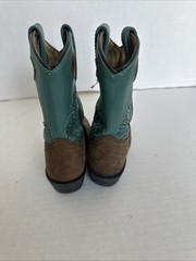 Masterson Boot Co. Brown/turquoise Leather Cowboy Boots kids Size 9 Boot
