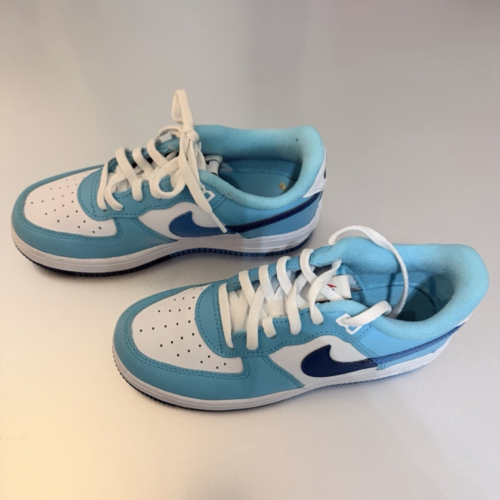 Nike Air Force 1 Low Top Lace-Up Leather Sneaker Blue/White 2Y DX2164-100