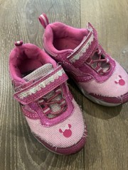 Disney Minnie Mouse Pink Glitter Hook & Loop Low Top Mesh Sneakers Sz 7
