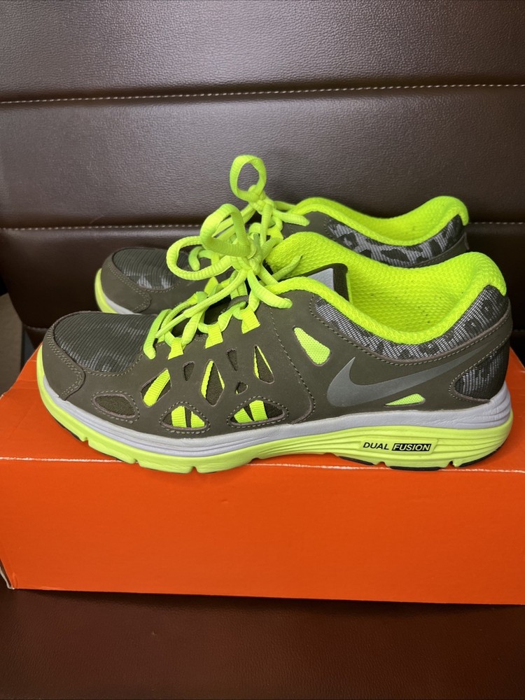 Nike Flex Supreme Reflective Dual Fusion Gray Green Neon 524888 Sz 6.5Y
