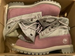 Timberland Roll Top Boots Juniors Size 4.5 Purple Mauve and Gray Model 22954