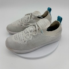 NATIVE Kids White Sneaker Shoe Mercury LiteKnit Lace Up Stretch Girl Boy J1.5