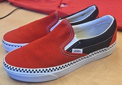 Vans Canvas Unisex Slip-On Checkerboard Red Skate Shoes Size 5.5- 721356