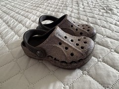Crocs Classic Glitter Clog Unisex Kids US 7C Silver/Black Slip-On Strap