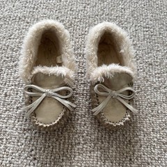 J Crew Crewcuts Kids Mocassin Slippers Gold Faux Fur Lining sz K 11