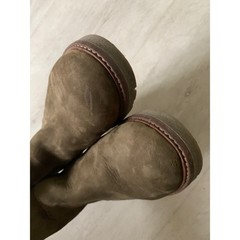 Bonpoint Kids Shearling Lined Leather Boots Olive Green Spain Size 34 Zip Back