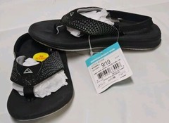 NWT Reef Little Rover Sandals Black Reef Flip Flops Kids/Toddler Size 9-10 New