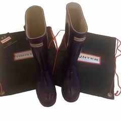 Hunter Original Kids Gloss Unisex Sovereign Purple Tall Rain Boots US 7G, 6B,UK5