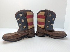 Durango Cowboy Boots Childrens Size 3 M Kid’s 8″ Brown & Union Flag Western