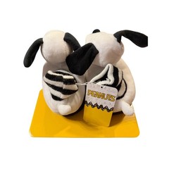Peanuts Snoopy Kids Plush Slippers White Black 3D Character Size 9/10 NWT