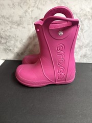 Crocs Handle It Pink Pull On Waterproof Rain Boots 12803 Size J1