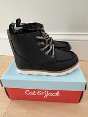 Cat & Jack Toddler Greyson Black Laced Boots Size 8Y New with Tags And Box