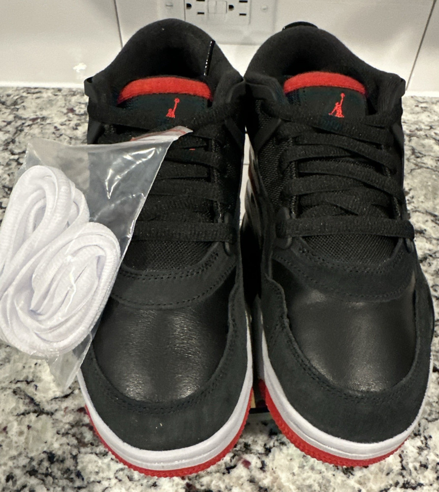 Big Kid’s Jordan 4 RM Black/Varsity Red-Wolf Grey (FQ7938 061) New No lid