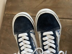 Vans V Kids Logo Old Skool Off the Wall Size 12 Blue White Suede Lace Up