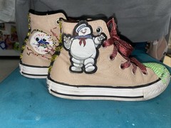 CONVERSE ALL STAR CHILD SIZE 13 CUSTOM RHINESTONES GHOSTBUSTERS SHOES *💎👻🚫