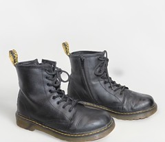 Doc Martens 1460 J Sz US M4/L5 EU 36 Black Lace Up Side Zip Boots Soft Leather