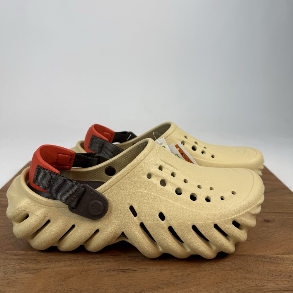 New NWT Big Kids Crocs Echo Ivory Comfort Slingback Clogs Sandals Shoes Size 6 Y