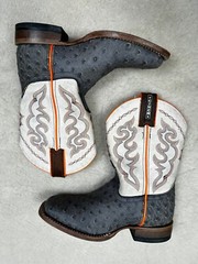 Cinch Kids Cowboy Boots 2.5D Square Toe Leather Western Rodeo Gray Beige Orange