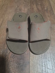 Olukai Slide Sandals Kids Size 8 Brown With Orange Leather