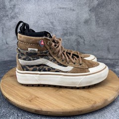 Vans Sk8-Hi MTE Shoes Womens Size 5 Brown Leopard Print Suede High Top Lug Sole