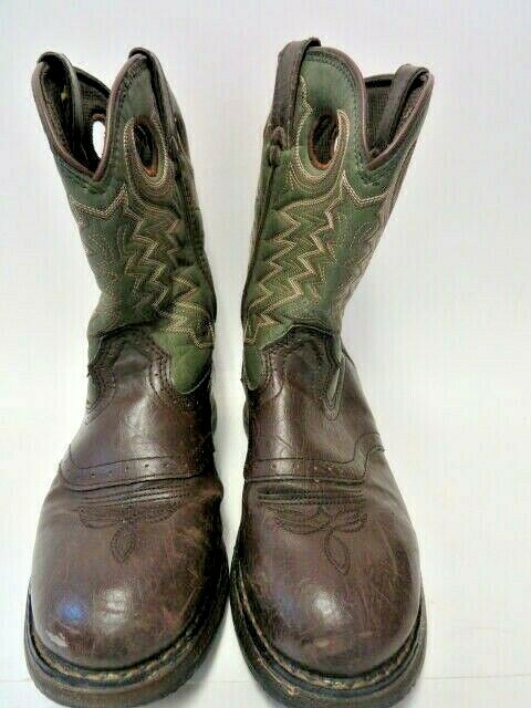 Durango Brown Green Leather 8″ Youth Western Cowboy Boots BT306 Size 3.5