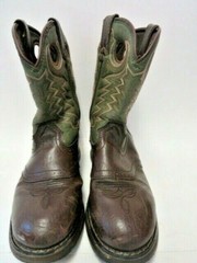 Durango Brown Green Leather 8″ Youth Western Cowboy Boots BT306 Size 3.5