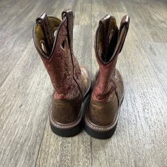 Dan Post Kids 13D Brown Pink Leather Western Cowboy Boots Square Toe