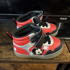 Disney Mickey Mouse High Top Sneakers Hook & Loop Red/Black/Silver toddler 6
