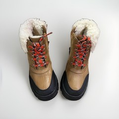 UGG Kids Shearling Winter Hiker Boots Lug Sole Side Zip Brown Size 1