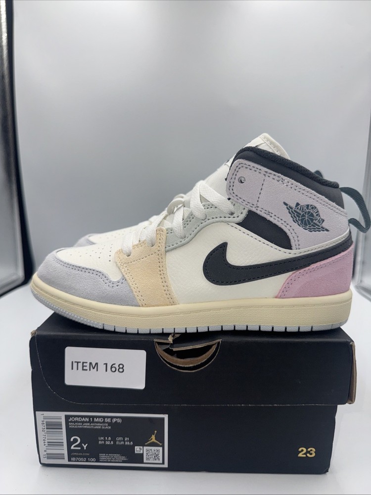 Jordan 1 Mid SE (PS) Unisex Kids Sneakers White Pink US 2Y IB7052-100