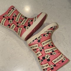 Hunter x Disney Mickey Mouse Rain Boots UK 8 US 10G Pink Wellies