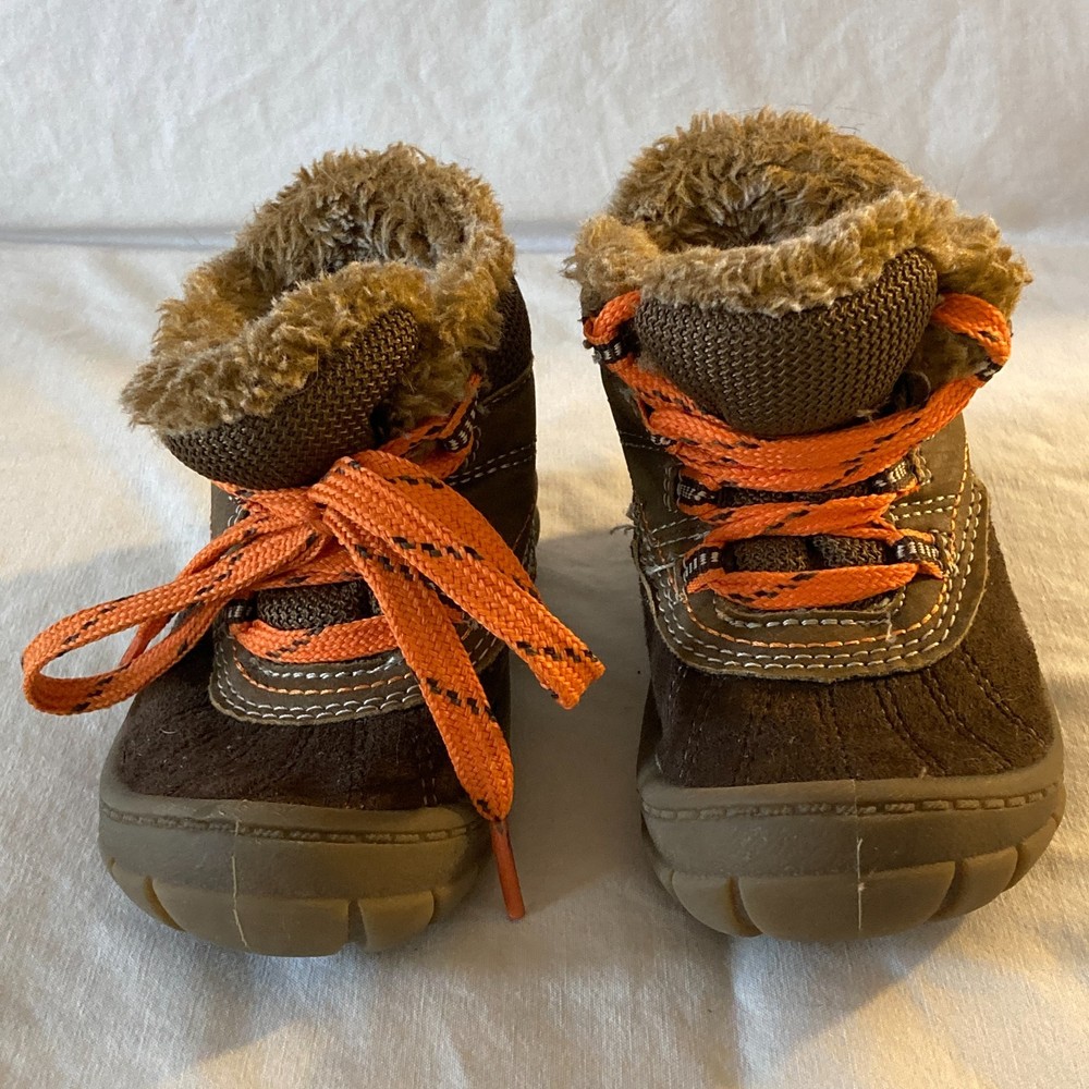 OshKosh B’gosh Marley2 Toddler Boots US 5 Brown Orange Lace Faux Fur