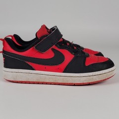 Nike DV5457-600 Red Black Leather Athletic Sneakers Unisex Kids 112C EU 29.5