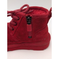 UGG Neumel II Boot Kids Size 8 Red Suede Lace Up Side Zip 1017320T Chukka Winter
