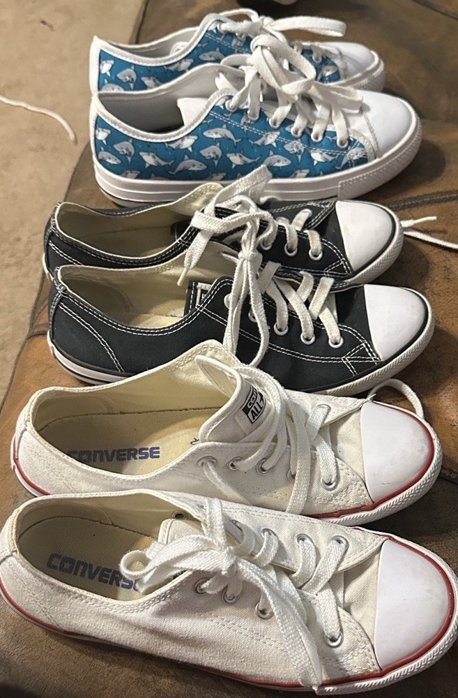 Converse All Star Unisex Kids‘ Low Top Sneakers Lot Black White Blue Pattern