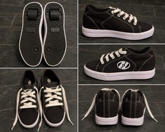 Kids Heelys US 3 Black/White Low Top Lace-Up Wheel Sneakers