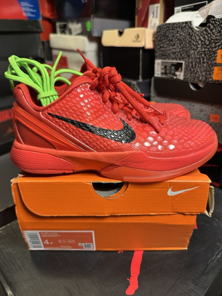 Nike Kobe VI (GS) Reverse Grinch Bright Crimson/Black Kids 4Y FV9676-600