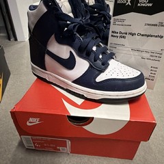 Nike Dunk High Championship Navy (GS) 4Y White/Midnight Navy Leather High Top