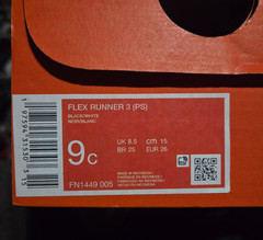 Nike Flex Runner 3 PS Black White Kid’s Preschool Shoes FN1449-005 Sneakers