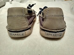 Sperry Top-Sider CRUZ – size 1M / 32.5 EUR – Grey leather trim, light blue canva