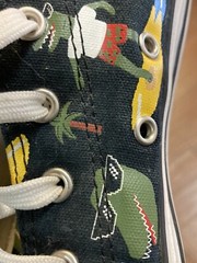 Converse Sneakers Black Graphic Print L ow Top Kids size 3 Shoes Dinosaurs