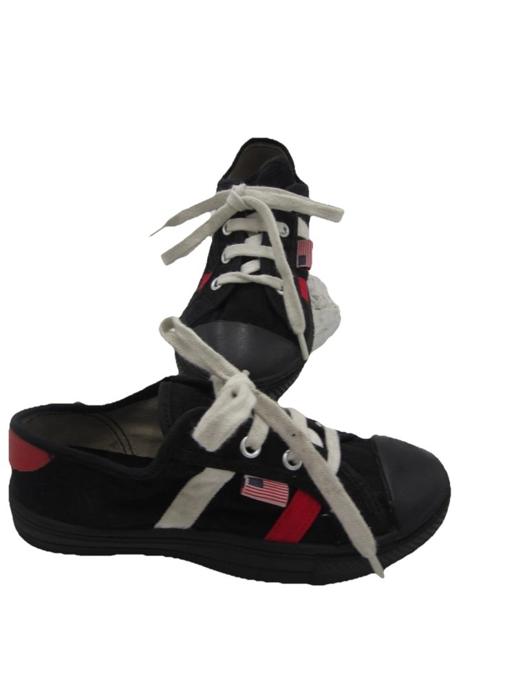 Oopsie Doopsie Black White Canvas USA Flag Unisex Kids Shoes Size 13C