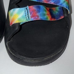 Chaco Strappy Sandal Black Multicolor Tie Dye Unisex Kids Adjustable Strap