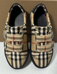 BURBERRY Markham Check Grip-Strap Sneaker Z5765 Kids Size 33 / 2 US