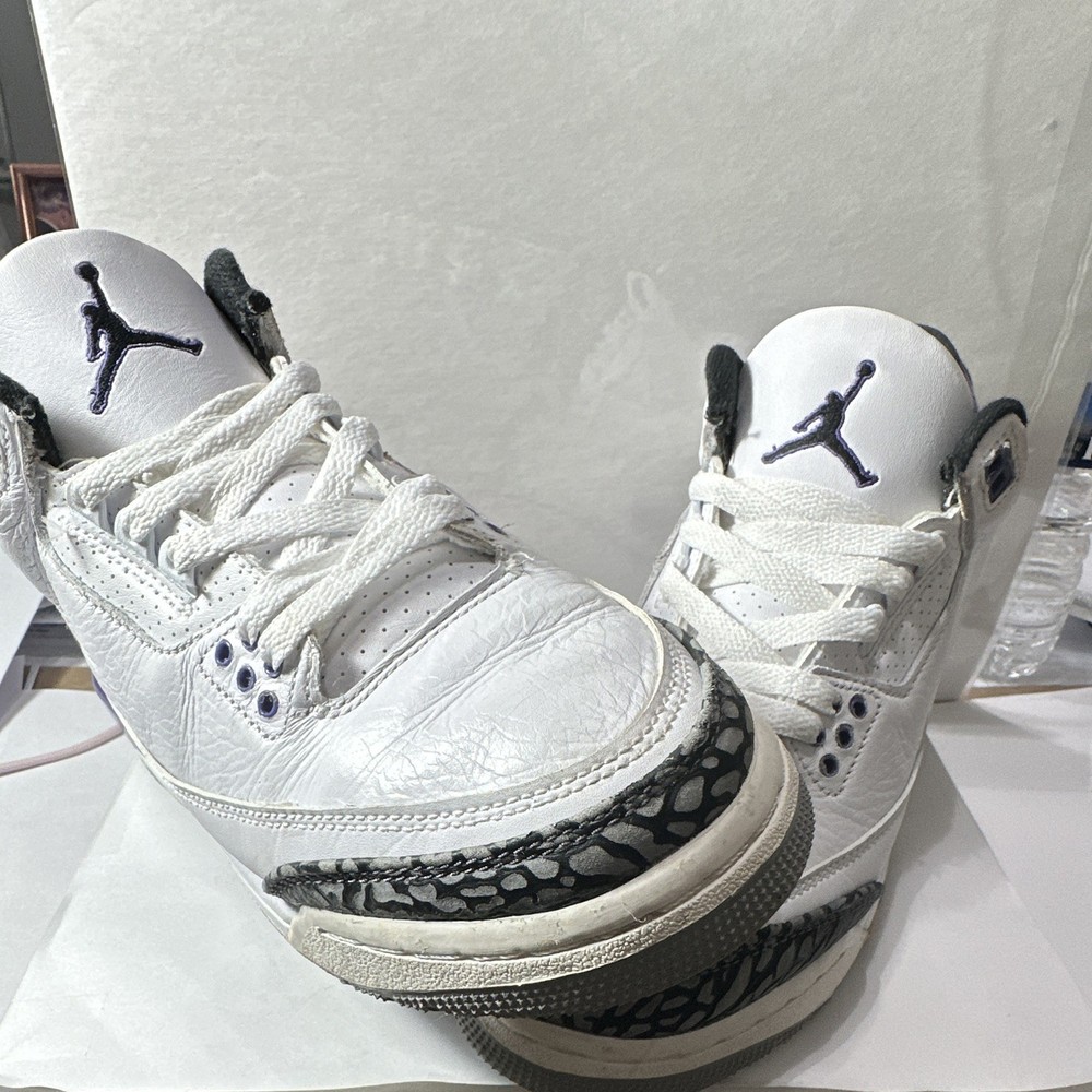 Jordan 🏀💜🤍🖤Air Jordan 3 Retro GS Kids 6Y White/Purple DM0967-105