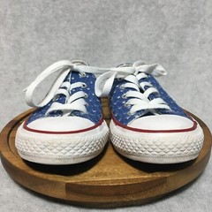 Converse All Star Chuck Taylor Low Top Double Tongue Kids Size 12 Blue with Dots