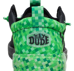 HEYDUDE Kids‘ Wally Minecraft Creeper Shoes, Black / Green