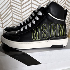 MSGM Unisex Kids Black High Top Sneakers Kips Nero Rubber Sole EU 33